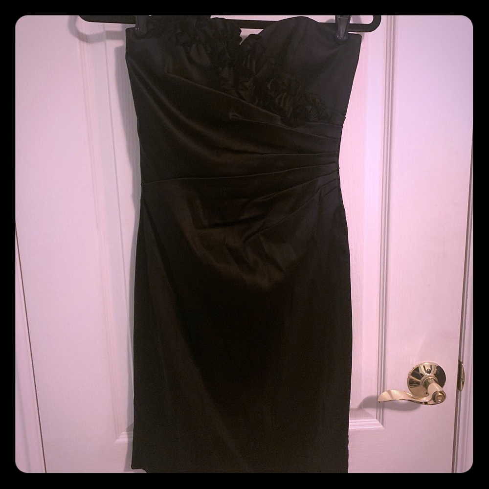 WHBM Strapless Black Satin Dress